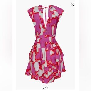 Nocturne Pink and Red Abstract Mini Dress